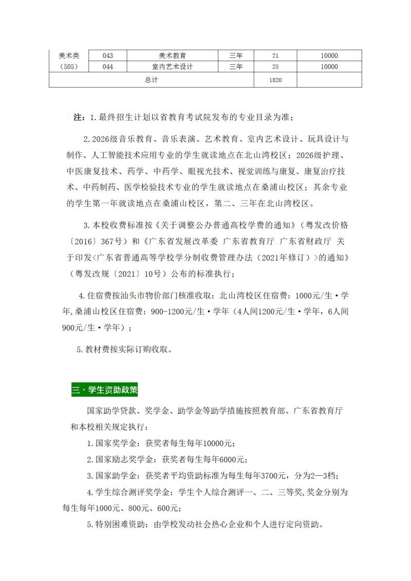 广东汕头幼儿师范高等专科学校2026年夏季普通高考招生简章